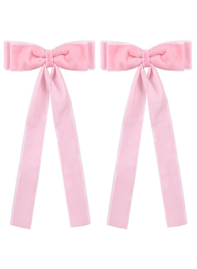 ميروكش قطعتان من مشابك الشعر المخملية الوردية ذات الذيل الطويل بطول 5.5 بوصة، دبابيس شعر على شكل تمساح، إكسسوار تزييني مثالي لحفلات أعياد الميلاد وعيد الحب، هدية رائعة للفتيات والسيدات. - Image 1